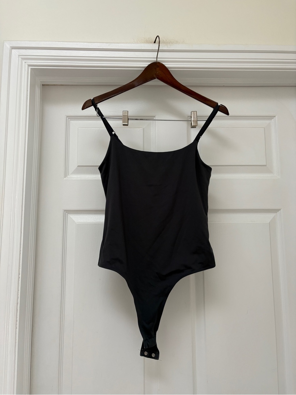 SWS Contour Sleek Black Stretch Tank Bodysuit with Adjustable Straps